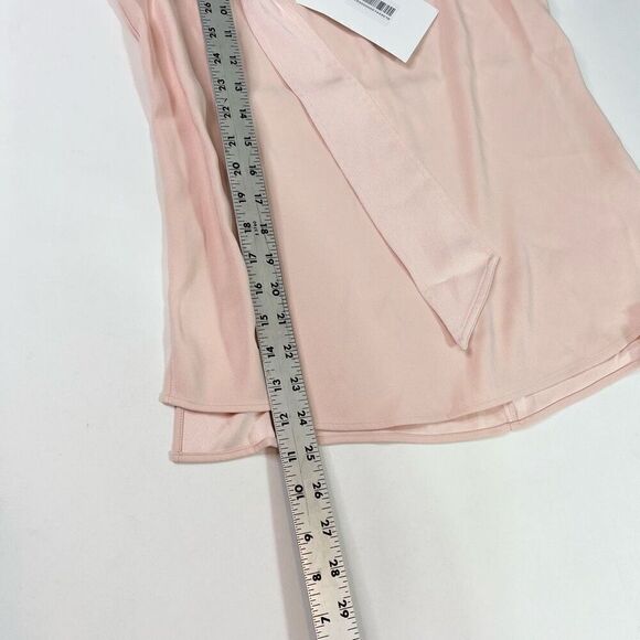 Iris & Ink Blouse Womens 2 Blush Pink Satin Sleeveless Tie Neck Keyhole Back NWT - Picture 5 of 10
